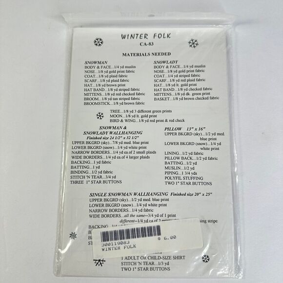 Applique Quilt Wall Hanging or Sweatshirt Winter Folk by Country Appliques - Picture 2 of 3